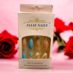 Blue and White Press-On Nails for Effortless Style